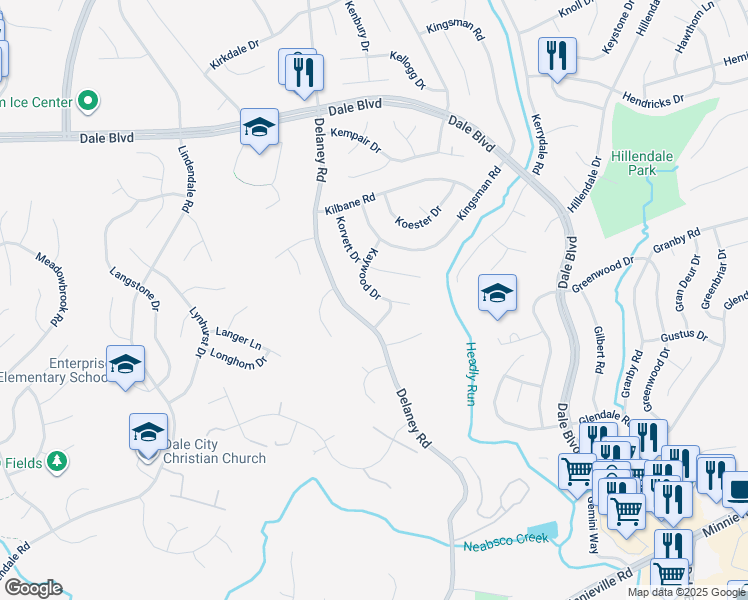 map of restaurants, bars, coffee shops, grocery stores, and more near 13720 Kaywood Drive in Woodbridge