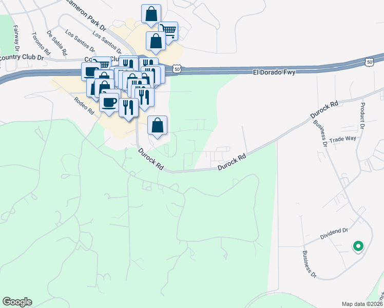 map of restaurants, bars, coffee shops, grocery stores, and more near 3405 Durock Road in Shingle Springs
