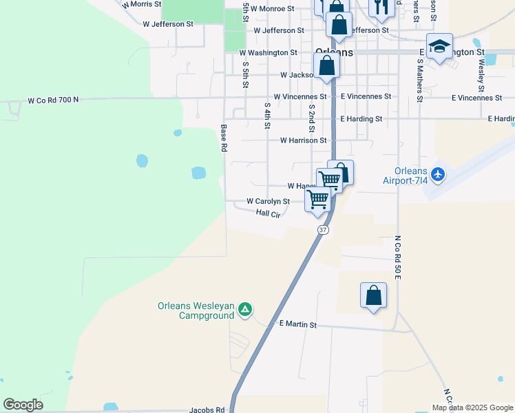 map of restaurants, bars, coffee shops, grocery stores, and more near 305 Hall Circle in Orleans