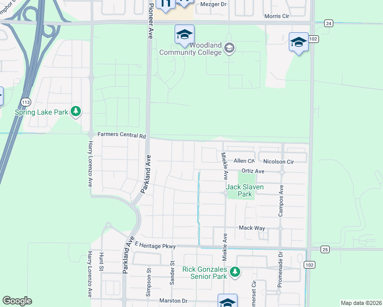 map of restaurants, bars, coffee shops, grocery stores, and more near 1616 Motta Street in Woodland