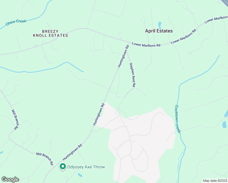 map of restaurants, bars, coffee shops, grocery stores, and more near 6451 Huntingtown Road in Huntingtown