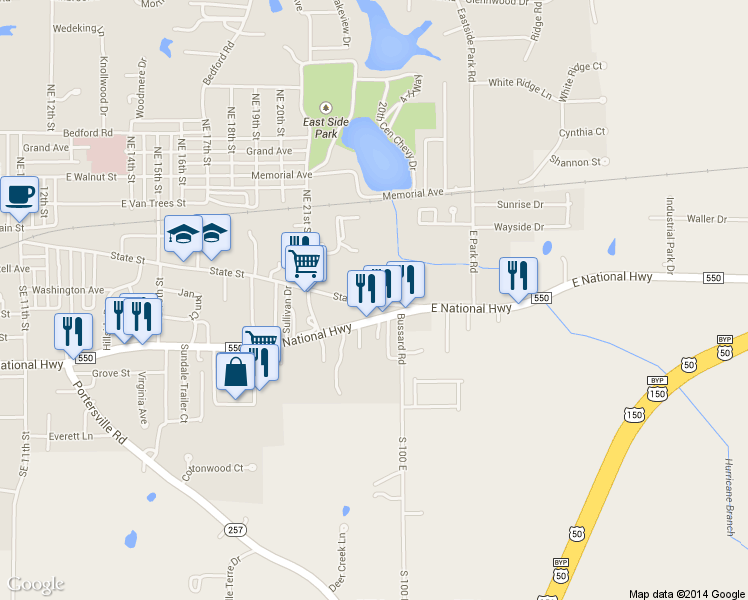 map of restaurants, bars, coffee shops, grocery stores, and more near 2152 State Street in Washington