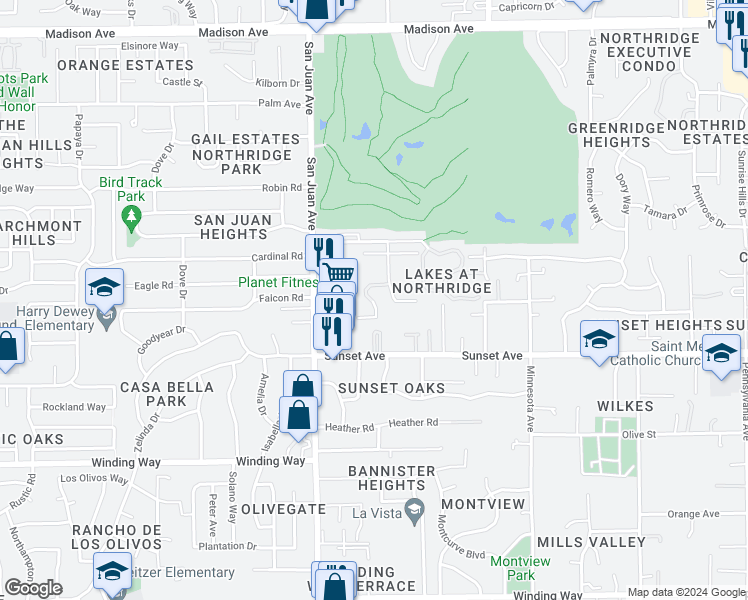 map of restaurants, bars, coffee shops, grocery stores, and more near 4941 Stamas Lane in Fair Oaks