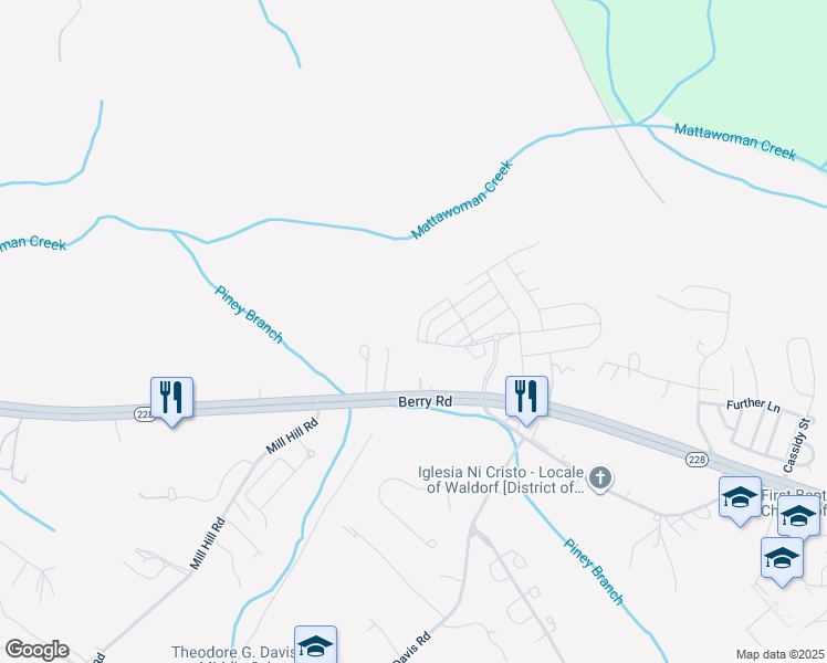 map of restaurants, bars, coffee shops, grocery stores, and more near 9624 Killenney Place in Waldorf