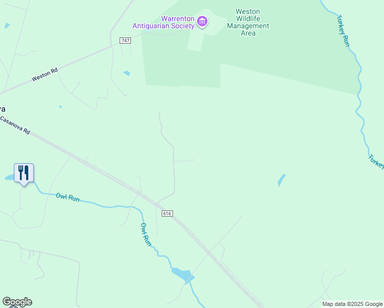 map of restaurants, bars, coffee shops, grocery stores, and more near 9237 Tally Ho Lane in Catlett