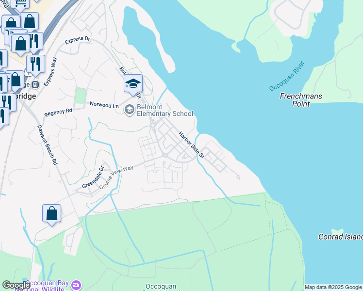 map of restaurants, bars, coffee shops, grocery stores, and more near 772 Monument Avenue in Woodbridge