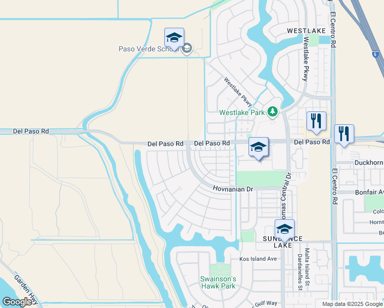 map of restaurants, bars, coffee shops, grocery stores, and more near 4459 Hovnanian Drive in Sacramento
