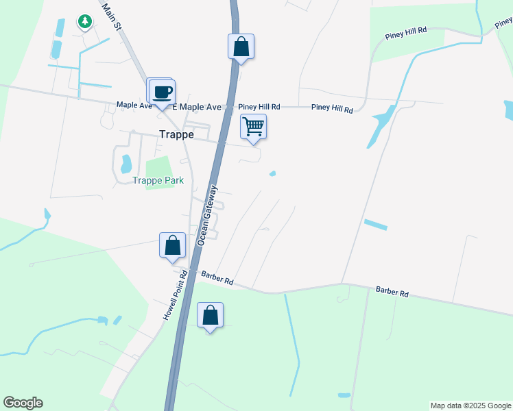 map of restaurants, bars, coffee shops, grocery stores, and more near 3859 Rumsey Drive in Trappe