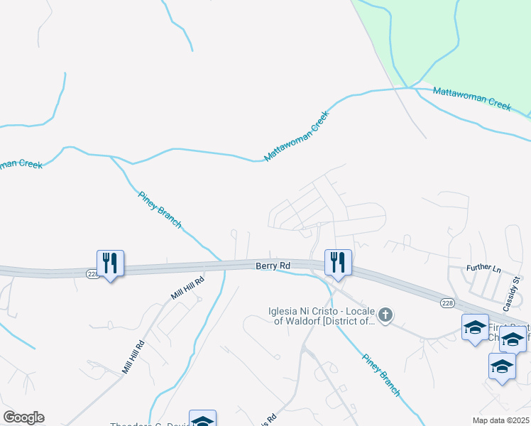 map of restaurants, bars, coffee shops, grocery stores, and more near 9636 Killenney Place in Waldorf