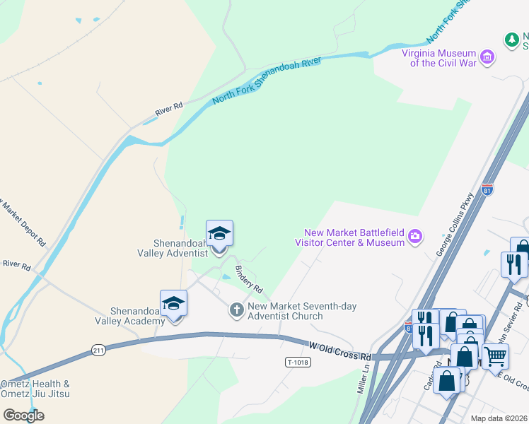 map of restaurants, bars, coffee shops, grocery stores, and more near in New Market