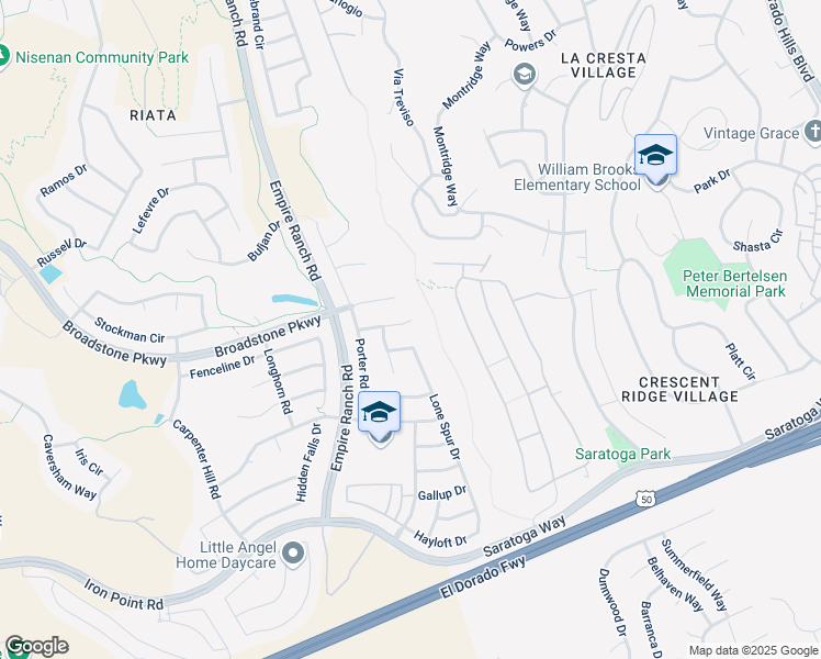 map of restaurants, bars, coffee shops, grocery stores, and more near 2221 Appaloosa Court in Folsom