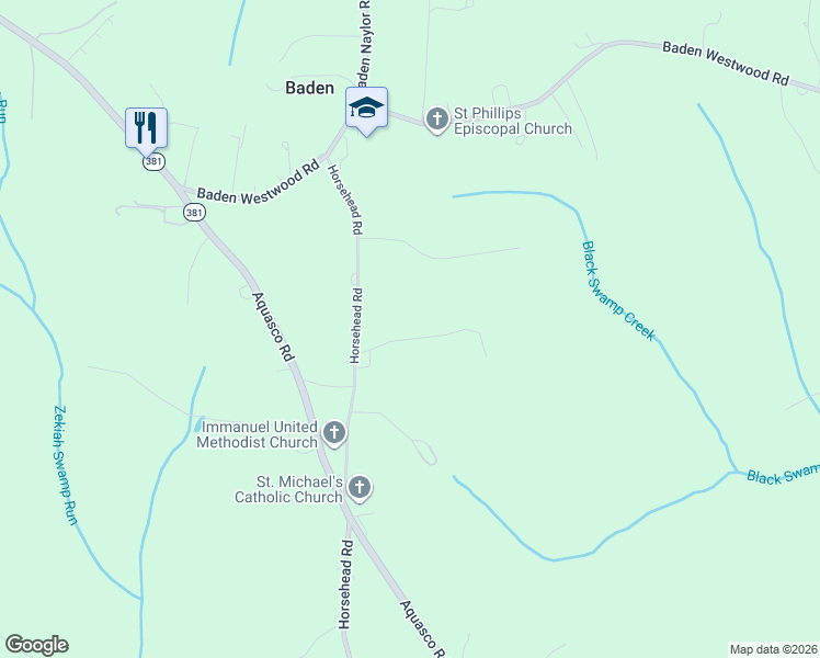 map of restaurants, bars, coffee shops, grocery stores, and more near 17102 Horsehead Road in Brandywine