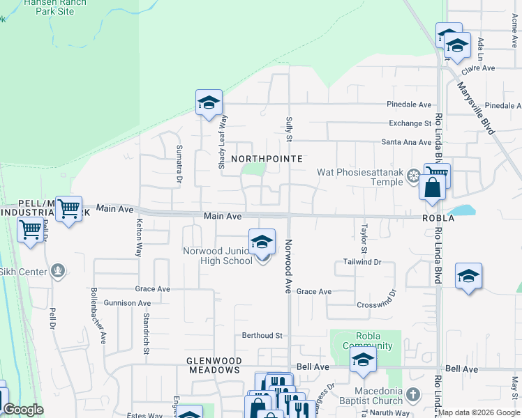 map of restaurants, bars, coffee shops, grocery stores, and more near 220 Delta Leaf Way in Sacramento