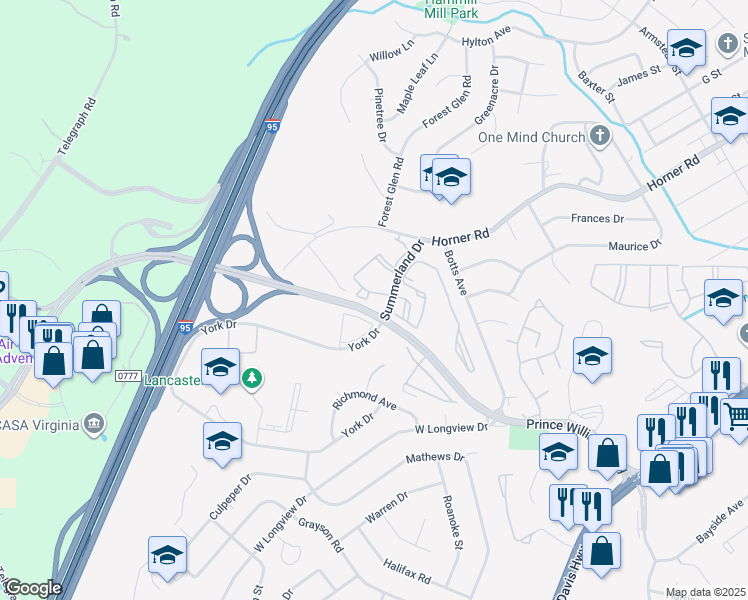 map of restaurants, bars, coffee shops, grocery stores, and more near 1060 Gardenview Loop in Woodbridge