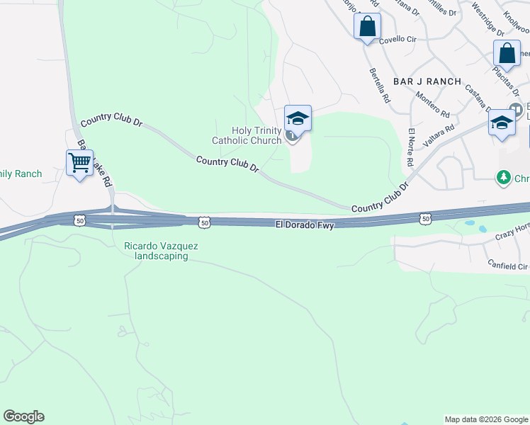 map of restaurants, bars, coffee shops, grocery stores, and more near U.S. Route 50 in California in Cameron Park