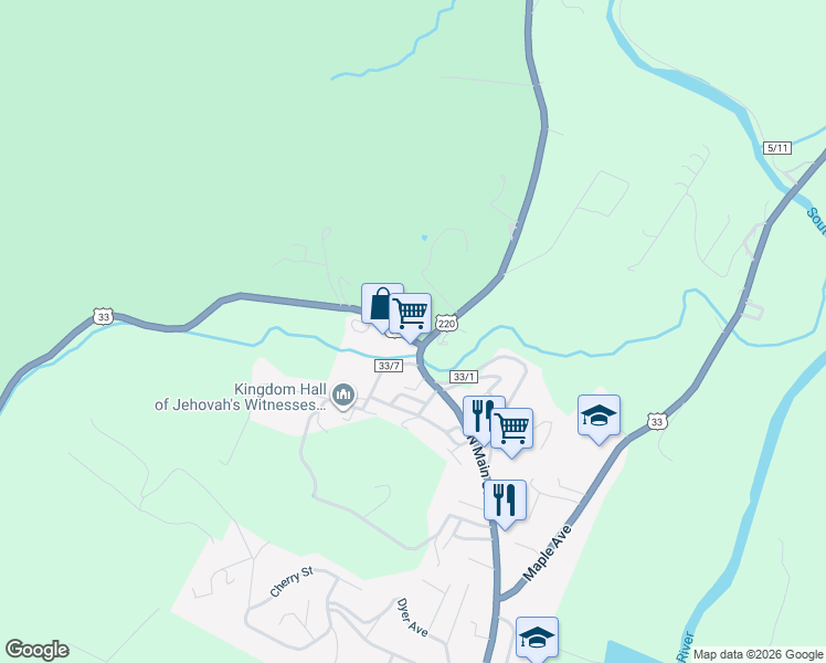 map of restaurants, bars, coffee shops, grocery stores, and more near 52 Mountaineer Drive in Franklin