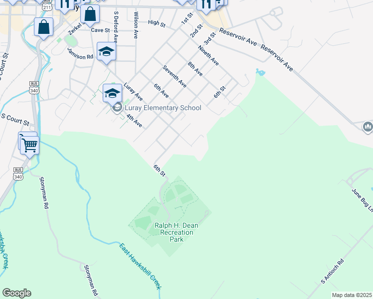 map of restaurants, bars, coffee shops, grocery stores, and more near 660 Luray Avenue in Luray