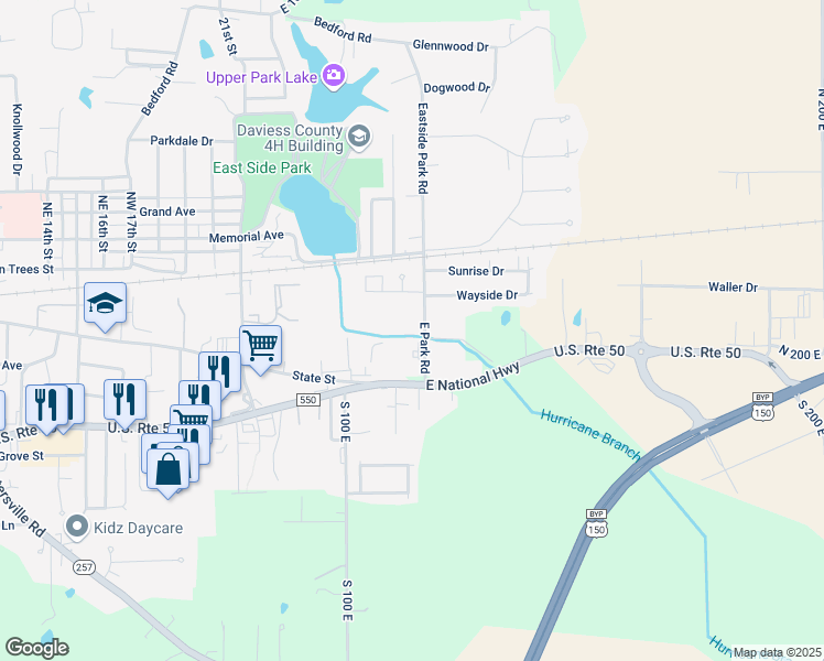 map of restaurants, bars, coffee shops, grocery stores, and more near 146-198 East Park Road in Washington