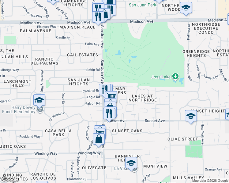 map of restaurants, bars, coffee shops, grocery stores, and more near 7474 Fairway 2 Avenue in Fair Oaks