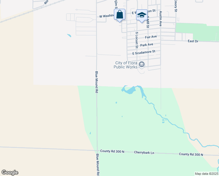map of restaurants, bars, coffee shops, grocery stores, and more near 3038-3568 Co Road 1100 East in Flora