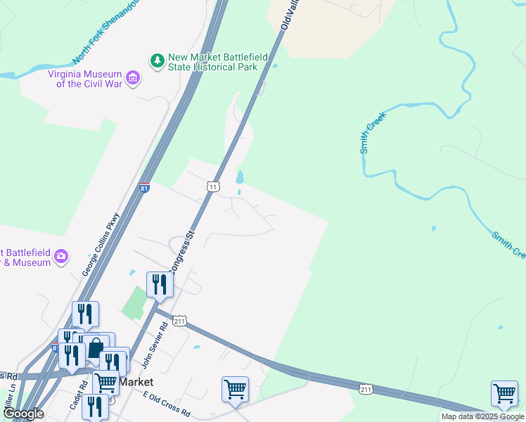 map of restaurants, bars, coffee shops, grocery stores, and more near 136 Tyler Drive in New Market