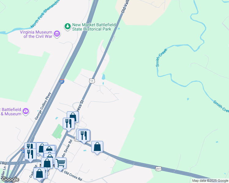 map of restaurants, bars, coffee shops, grocery stores, and more near 136 Tyler Drive in New Market