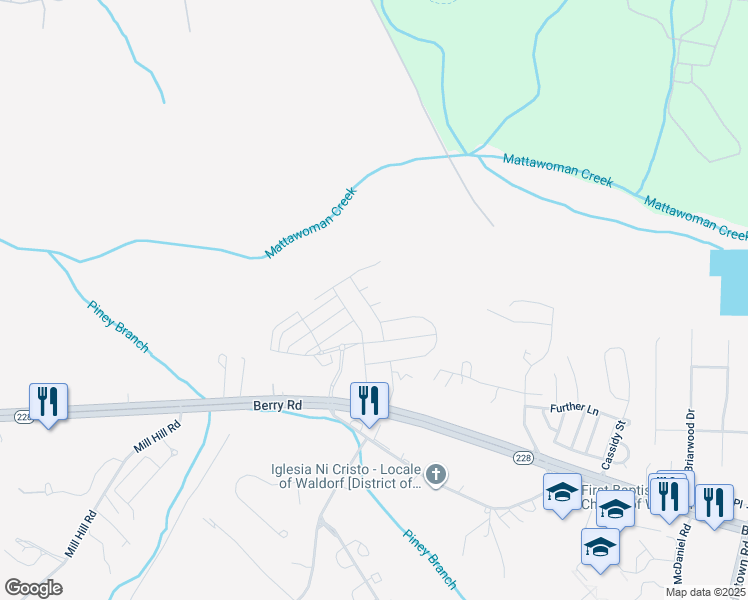 map of restaurants, bars, coffee shops, grocery stores, and more near 9804 Stonehaven Court in Waldorf