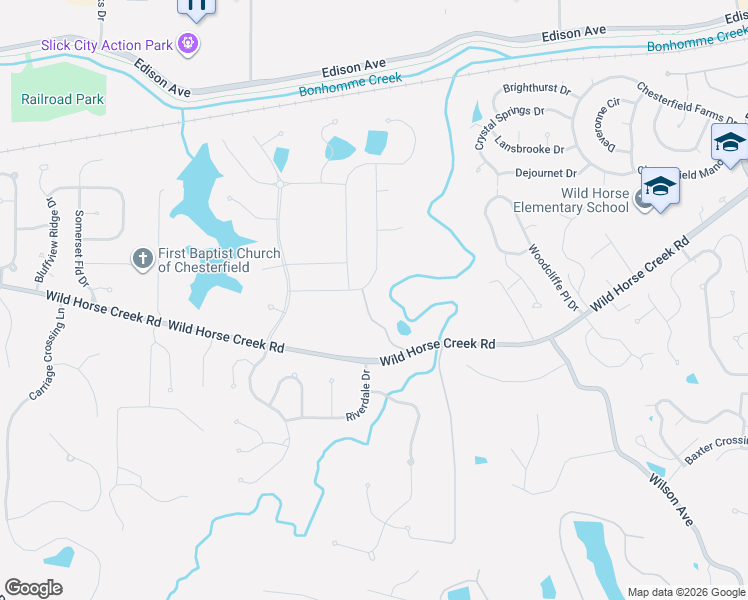 map of restaurants, bars, coffee shops, grocery stores, and more near 16931 Pine Summit Drive in Chesterfield