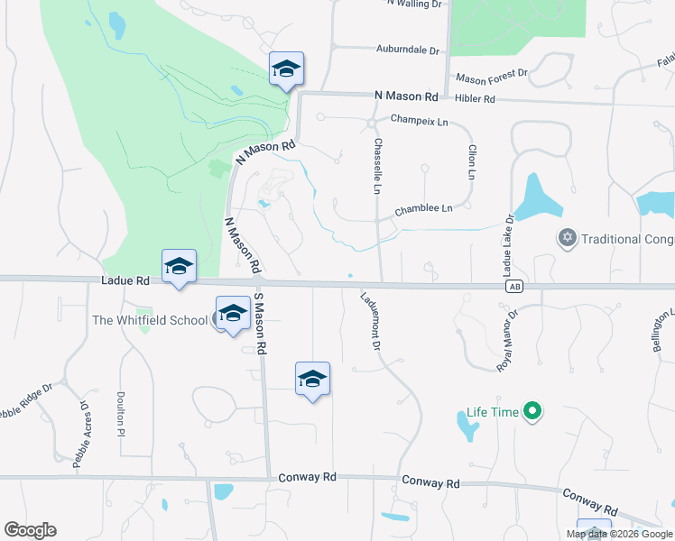 map of restaurants, bars, coffee shops, grocery stores, and more near 12747 Ladue Road in Creve Coeur