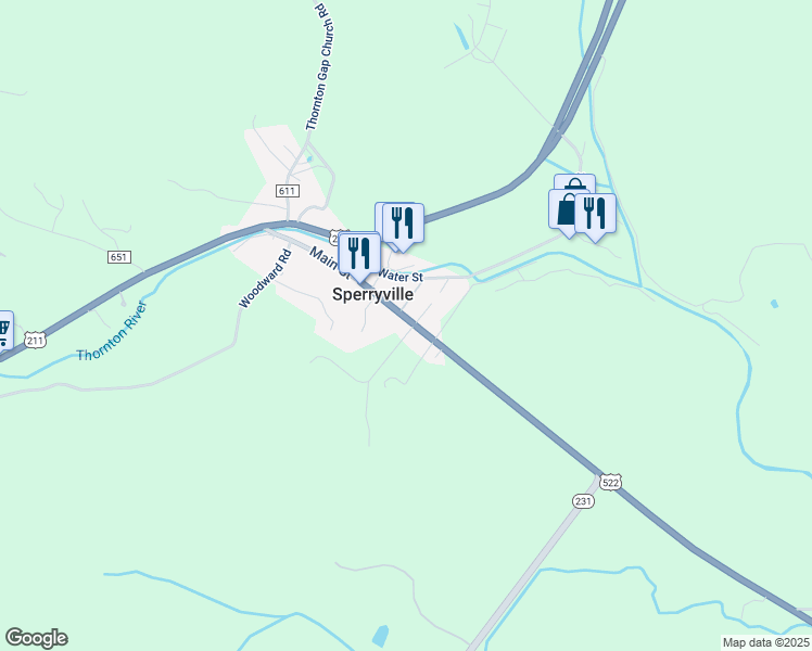 map of restaurants, bars, coffee shops, grocery stores, and more near 3738 Sperryville Pike in Sperryville