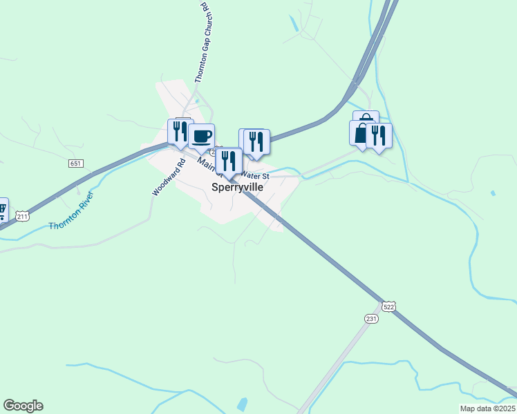map of restaurants, bars, coffee shops, grocery stores, and more near 3738 Sperryville Pike in Sperryville