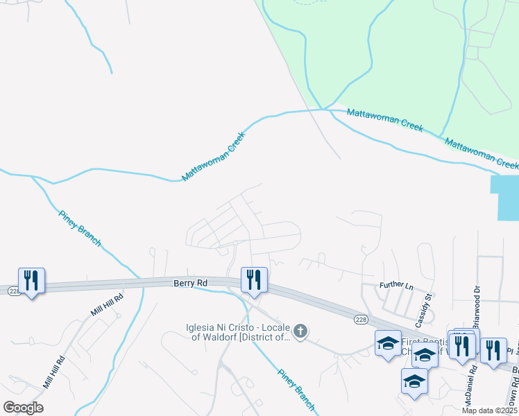 map of restaurants, bars, coffee shops, grocery stores, and more near 9804 Stonehaven Court in Waldorf