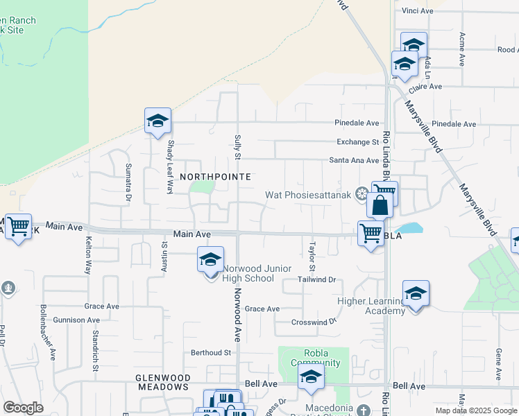 map of restaurants, bars, coffee shops, grocery stores, and more near 4861 Dry Dock Way in Sacramento