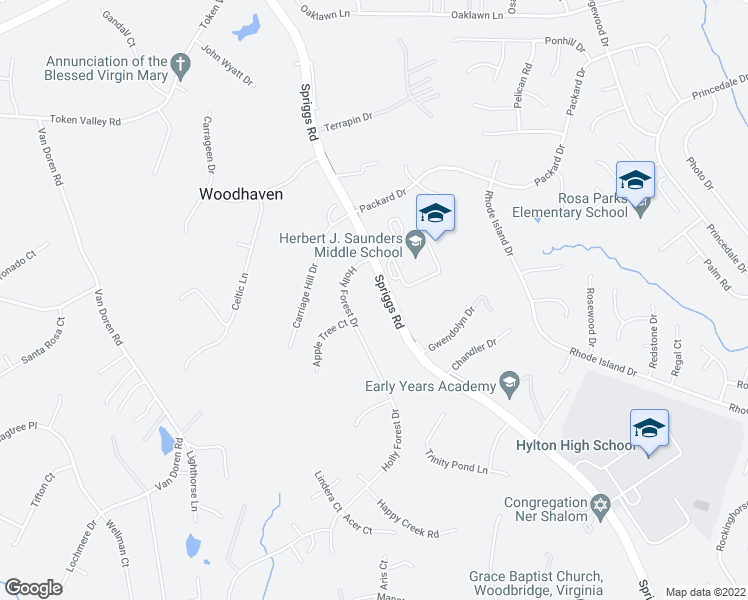 map of restaurants, bars, coffee shops, grocery stores, and more near 13604 Spriggs Road in Manassas