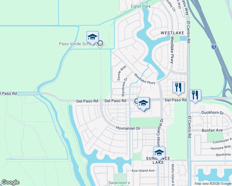 map of restaurants, bars, coffee shops, grocery stores, and more near 50 Cognac Circle in Sacramento