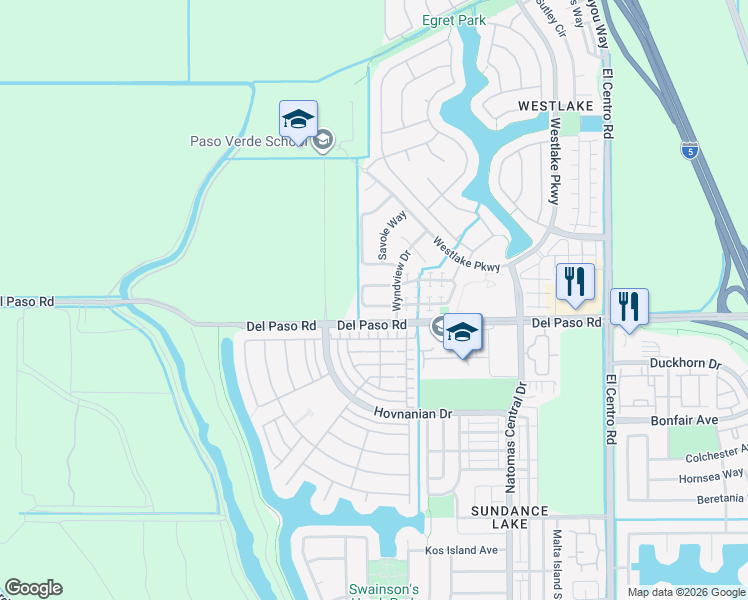 map of restaurants, bars, coffee shops, grocery stores, and more near 30 Cognac Circle in Sacramento