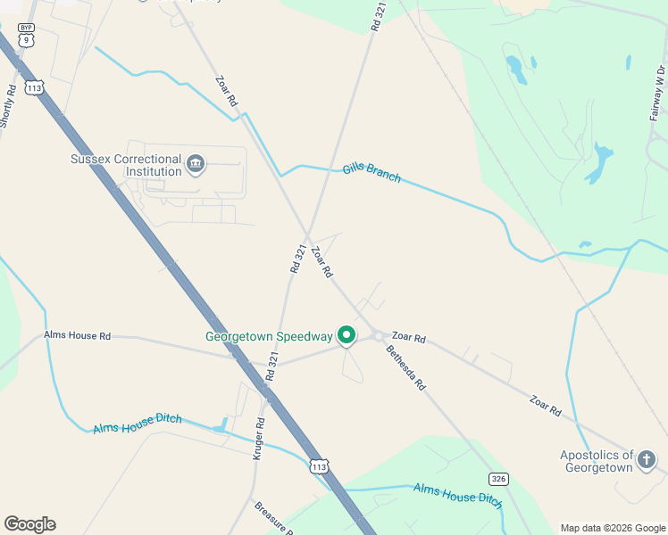 map of restaurants, bars, coffee shops, grocery stores, and more near 22403 Zoar Road in Georgetown