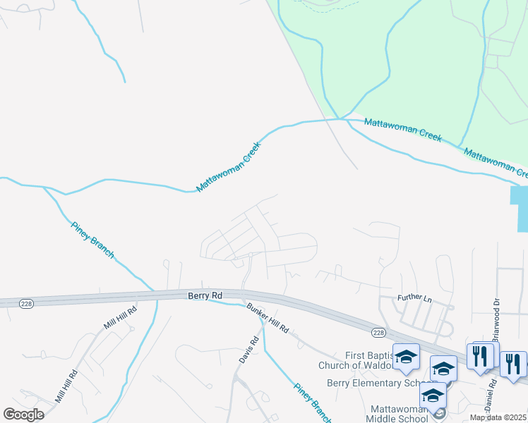 map of restaurants, bars, coffee shops, grocery stores, and more near 9718 Lassie Court in Waldorf