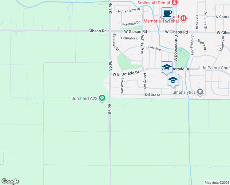 map of restaurants, bars, coffee shops, grocery stores, and more near 908 Del Oro Place in Woodland