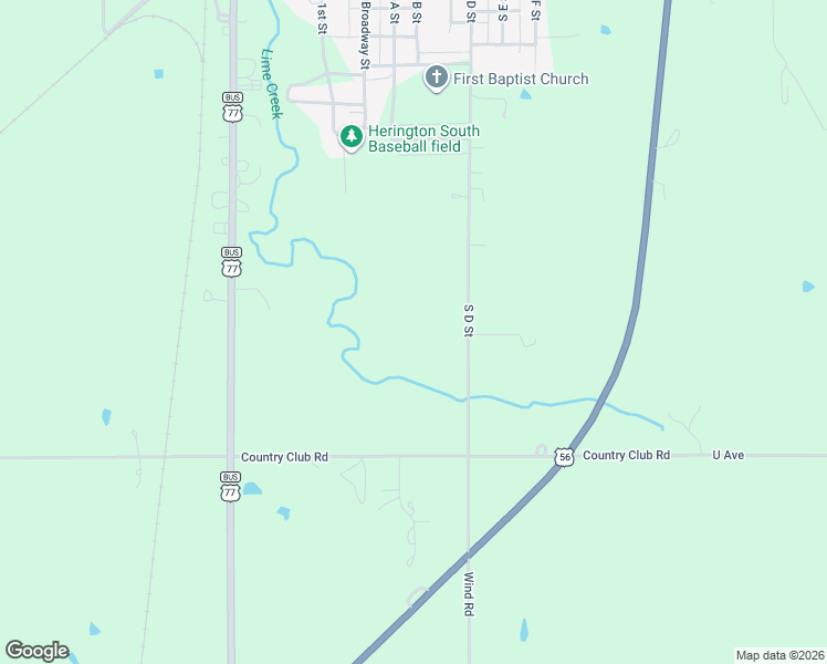 map of restaurants, bars, coffee shops, grocery stores, and more near 594 Wind Road in Herington