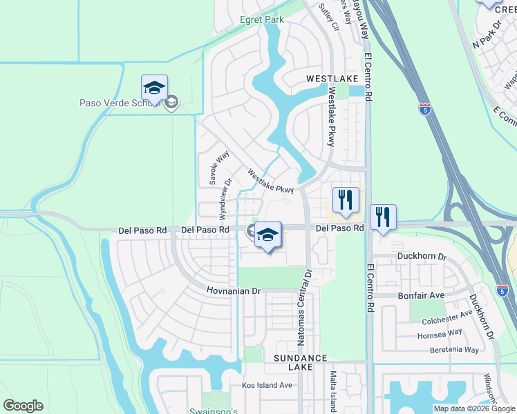map of restaurants, bars, coffee shops, grocery stores, and more near 351 Candela Cir in Sacramento