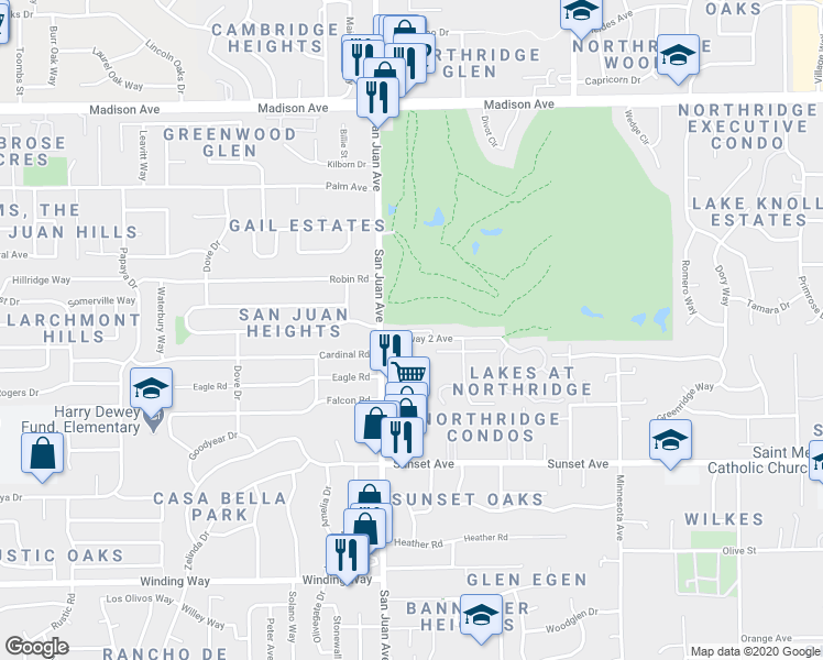 map of restaurants, bars, coffee shops, grocery stores, and more near 7401 Fairway 2 Avenue in Fair Oaks