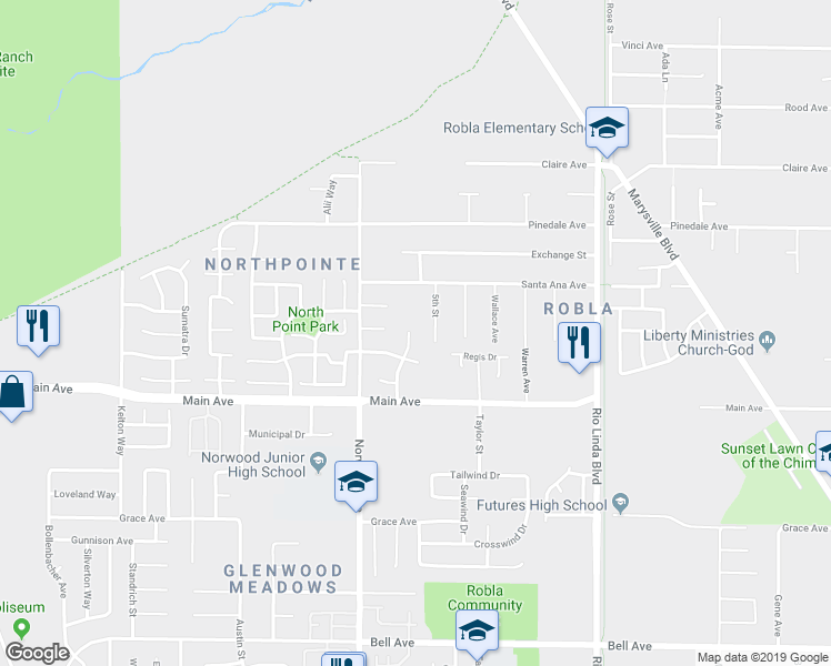 map of restaurants, bars, coffee shops, grocery stores, and more near 4900 Dry Dock Way in Sacramento