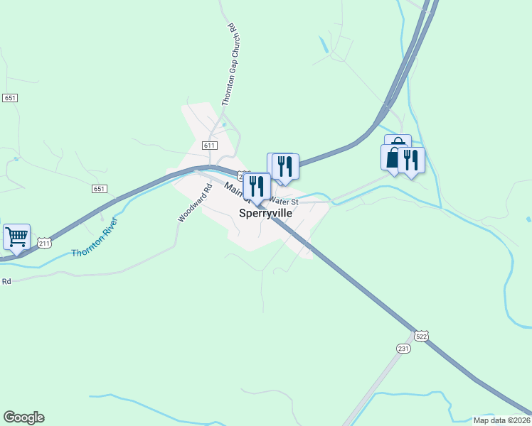 map of restaurants, bars, coffee shops, grocery stores, and more near in Sperryville