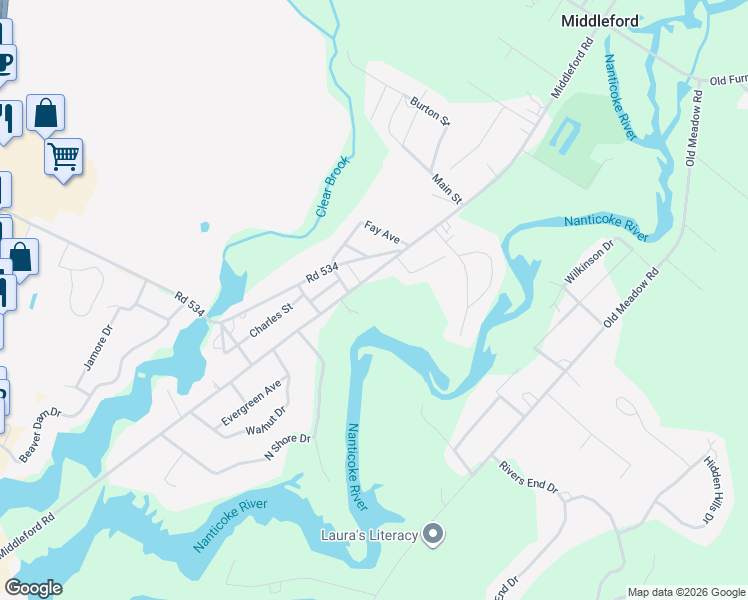 map of restaurants, bars, coffee shops, grocery stores, and more near 9651 Middleford Road in Seaford