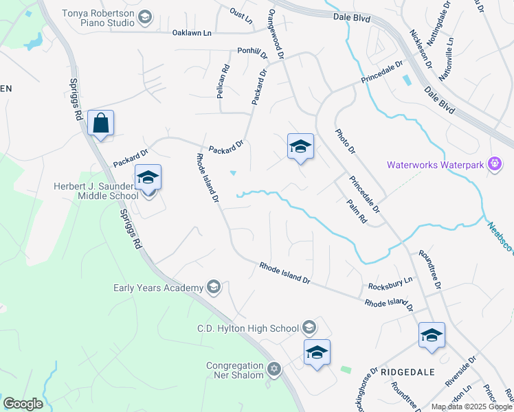 map of restaurants, bars, coffee shops, grocery stores, and more near 6142 Peacock Court in Woodbridge