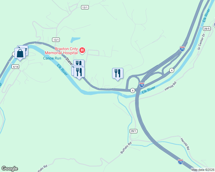 map of restaurants, bars, coffee shops, grocery stores, and more near 3157 State Street in Gassaway