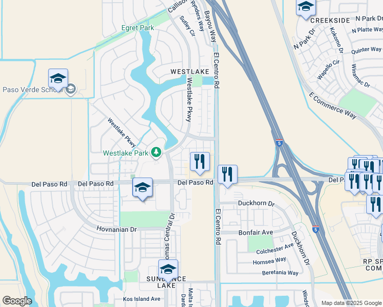 map of restaurants, bars, coffee shops, grocery stores, and more near in Sacramento