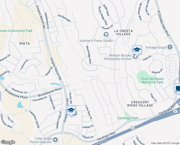 map of restaurants, bars, coffee shops, grocery stores, and more near 1098 Crestline Circle in El Dorado Hills