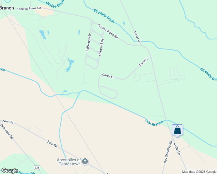 map of restaurants, bars, coffee shops, grocery stores, and more near 19138 Carey Lane in Georgetown